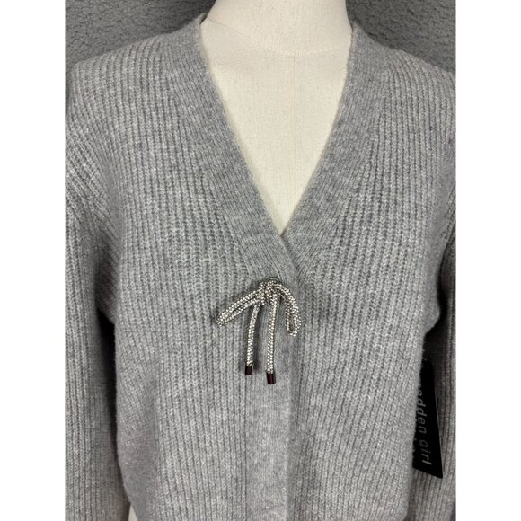 Madden Girl Women's Juniors' Bling Bow Long-Sleeve Ribbed Cardigan Large NWT's. - Picture 2 of 8